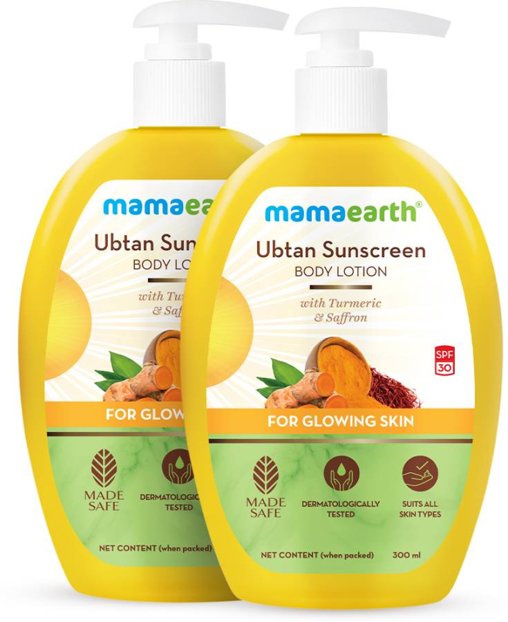 MamaEarth Ubtan Sunscreen Body Lotion SPF 30 300 ml (Pack of 2) Price in India