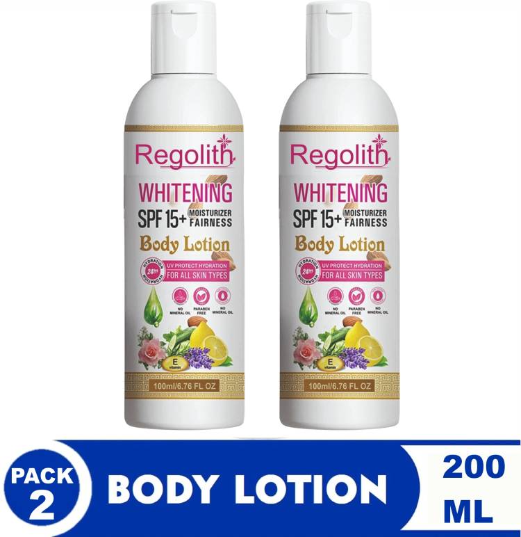 Regolith Whitening Body Lotion SPF 15 + Moisturiser Fairness For Face, Hand & Body Price in India