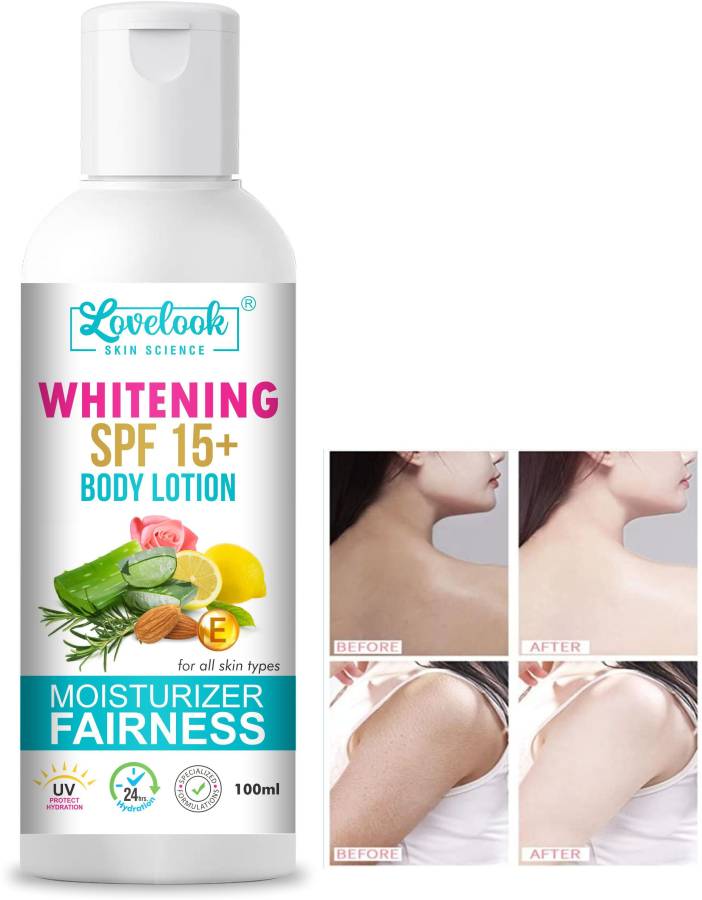 Lovelook Whitening Body Lotion SPF 15+ Moisturiser Fairness for Face, Hand & Body Price in India
