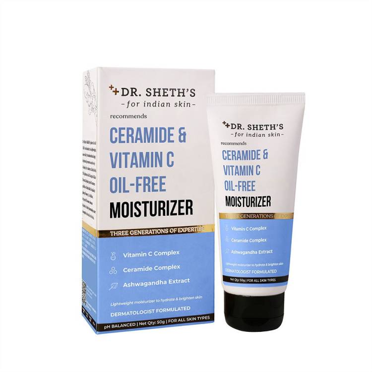 Dr. Sheth's Ceramide & Vitamin C Oil-free Moisturizer | Light Face Cream to Hydrate Skin 50g Price in India