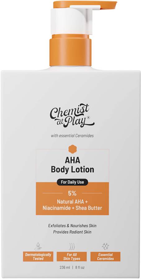 Chemist at Play AHA Body Lotion with Ceramides | 5% Natural AHA + Niacinamide + Shea Butter | Price in India
