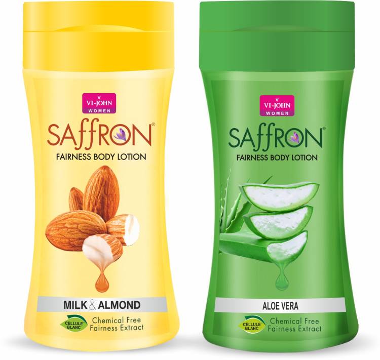 VI-JOHN Saffron Aloe vera & Milk Almond Body Lotion Deep Care Moisturization Price in India