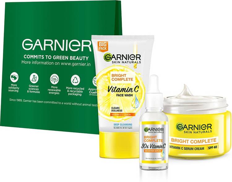 GARNIER Vitamin C Regime Pack (Facewash 150g + Serum 30 ml + SPF 40, 45g) Price in India