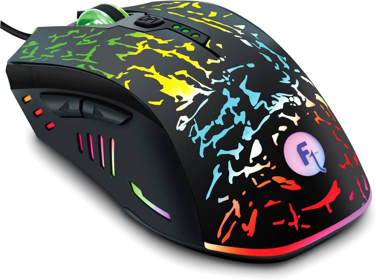 Frontech Wired Gaming Mouse, 6 Key Rainbow RGB Backlit Effect| 6 LED Lighting| 3600 DPI Wired Optical  Gaming Mouse