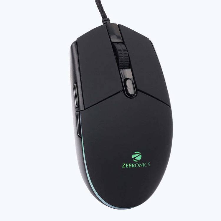 ZEBRONICS ZEB-WAR with 6 Buttons, upto 3200 DPI, Breathing LED, Braided Cable Wired Optical  Gaming Mouse