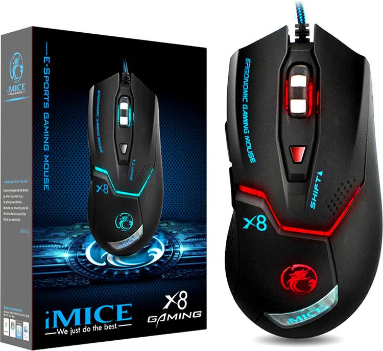 ENTWINO iMiceX8 Gaming Mouse 6D High Compatibility For Gaming PC & Laptop With RGB Light Wired Optical  Gaming Mouse