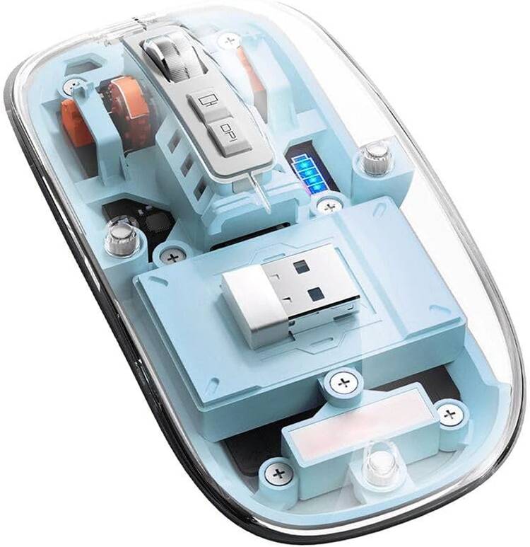 TECPHILE Bluetooth Wireless Mouse with Three Mode (BT1+ BT2+ 2.4GHz) USB Nano Receiver Wireless Optical  Gaming Mouse