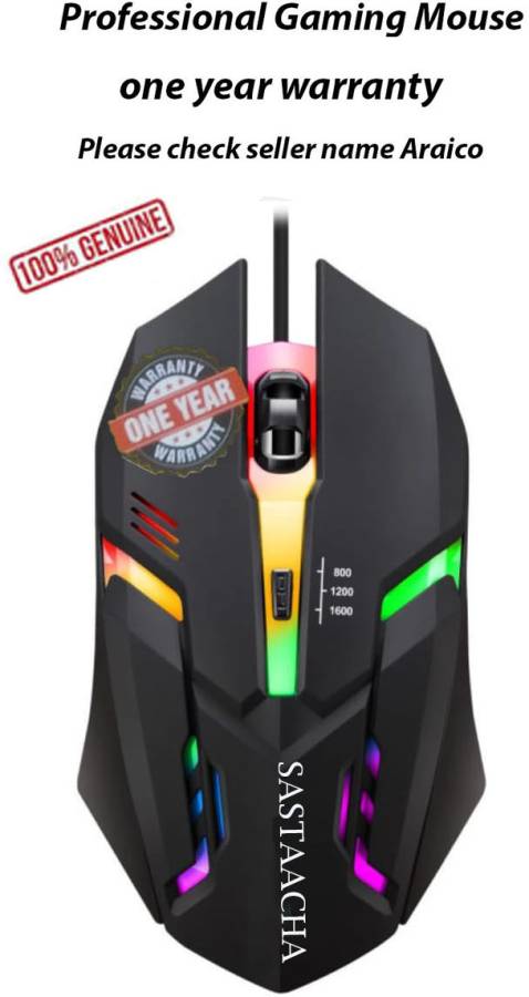 Sastaacha Professional Gaming Mouse Wired For Tensile Pull Wire With One Warranty Wired Optical  Gaming Mouse