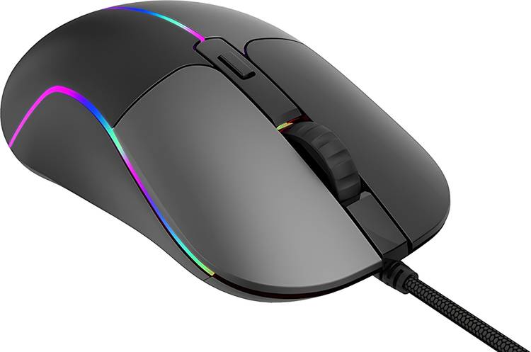 ELECTRO WOLF Customizable 6 RGB Lighting Mode+On/Off, 7 Programmable Buttons, Gaming 6400 DPI Wired Optical  Gaming Mouse