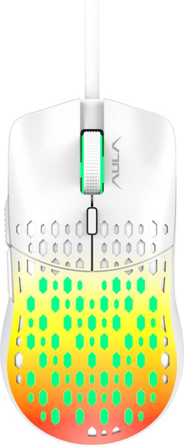 Aula S11 Pro / Ultra-Lightweight (80 gms), upto 3600 DPI, 6 buttons, Rainbow Backlit Wired Optical Gaming Mouse