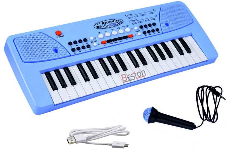 BESTON 37-Keys Toy Piano Multicolor with Sound Record, Microphone & USB Power Cable