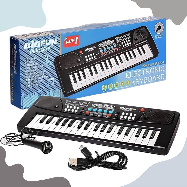 MM toys Kids Piano with Mic 37 Key 8 Rhythm 8 Tones 6 Demos Portable Electronic Keyboard