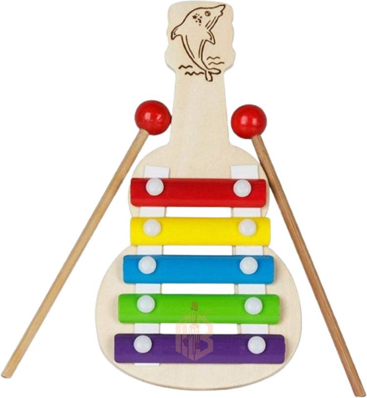 MARA BOMMAI Wooden Xylophone Guitar Toy (5 Nodes) | Kids First Musical Toy ( Pack Of 1)