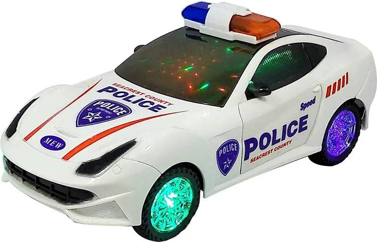 A R ENTERPRISES Police Car Toy for Kids with Light & Sound, 360 Degree Rotating