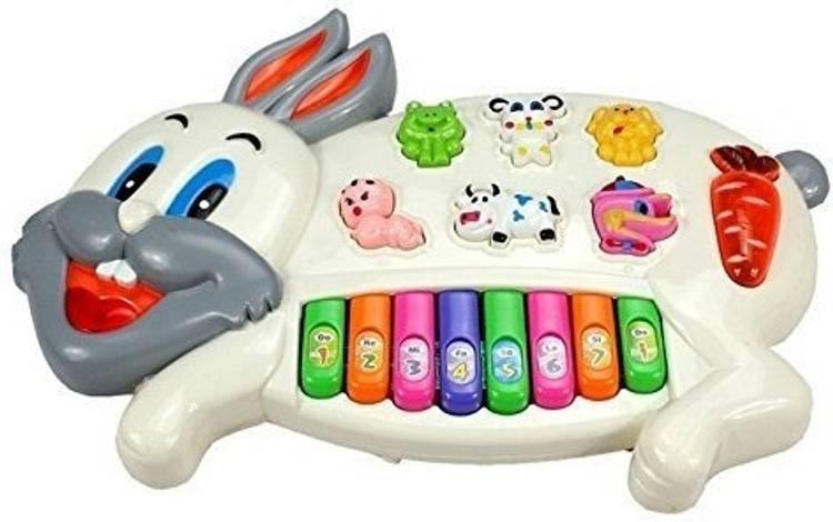 JVTS Learning toy Musical Rabbit Piano Toy with Flashing Light and Music for Kids