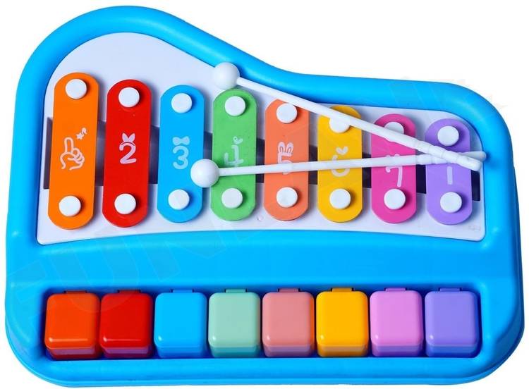 Toyporium BIG 2 in 1 Musical Piano and Xylophone Toy with 8 Colorful Keys & 2 Mallets 19