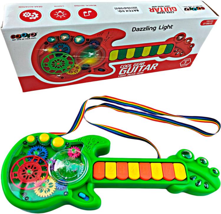 Ruhani Toys & Gift Gallery Cool Guitar Toy with Lights Music Guitar for Kids Boys and Girls (Multi Colour )