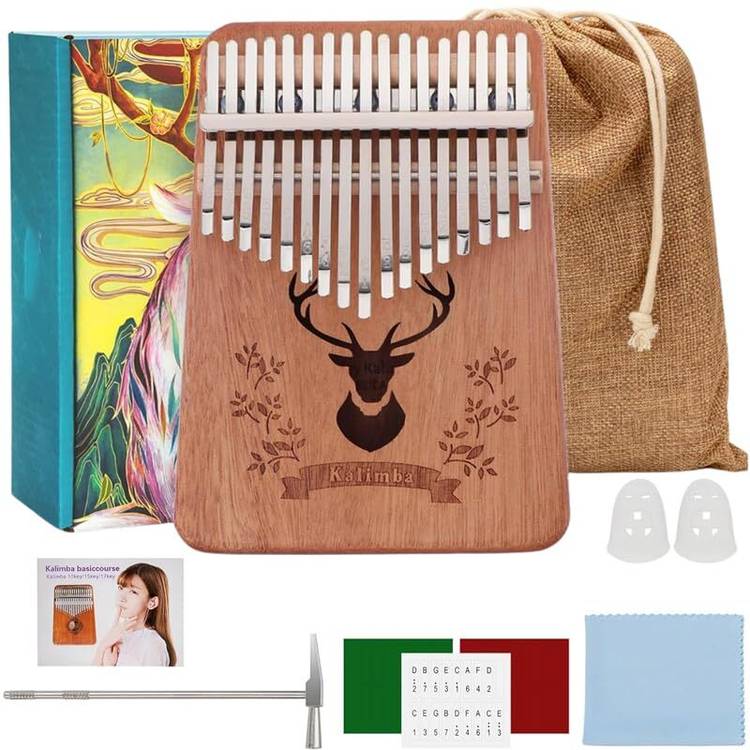 SOUVENIR Thumb Piano 17 Keys with Tune Hammer and Study Instruction, Portable Kalimba 17 Keys Thumb Piano with Accessories Musical Instrument Finger Piano, Gift for Beginners & Professionals