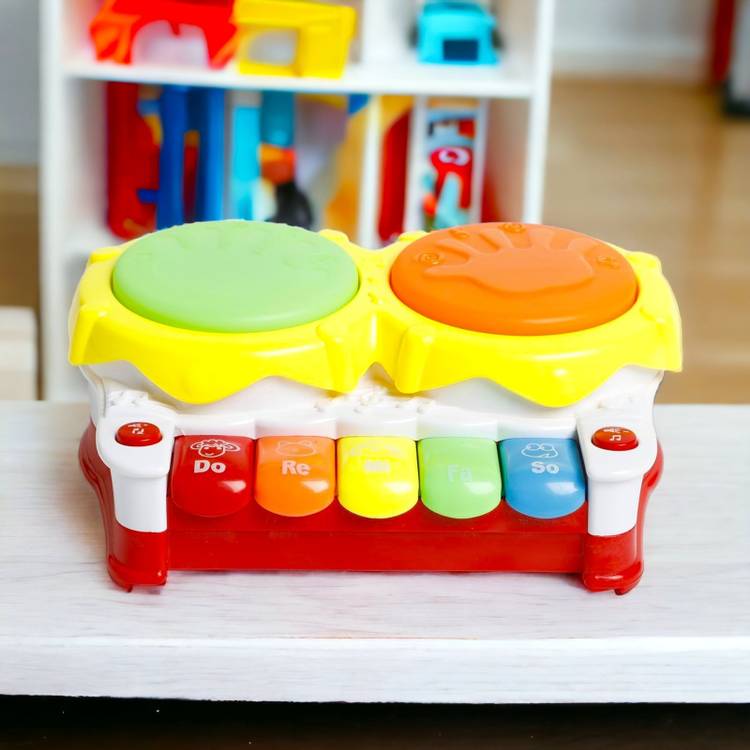 SARASI Drum And Piano Musical Toy For Kids, Colorful Soft Keys, Flash Light