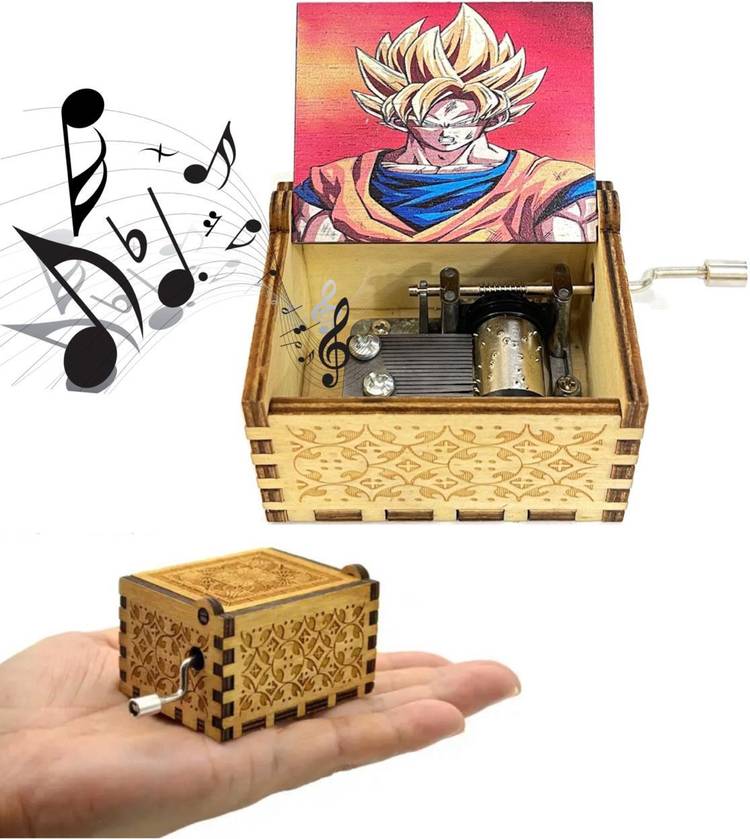 Mubco Dragon Ball Z Music Box Wooden Laser Engraved Vintage Hand Cranked Musical Box