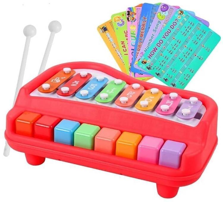 Toyporium BIG 2 in 1 Musical Piano and Xylophone Toy with 8 Colorful Keys & 2 Mallets 06