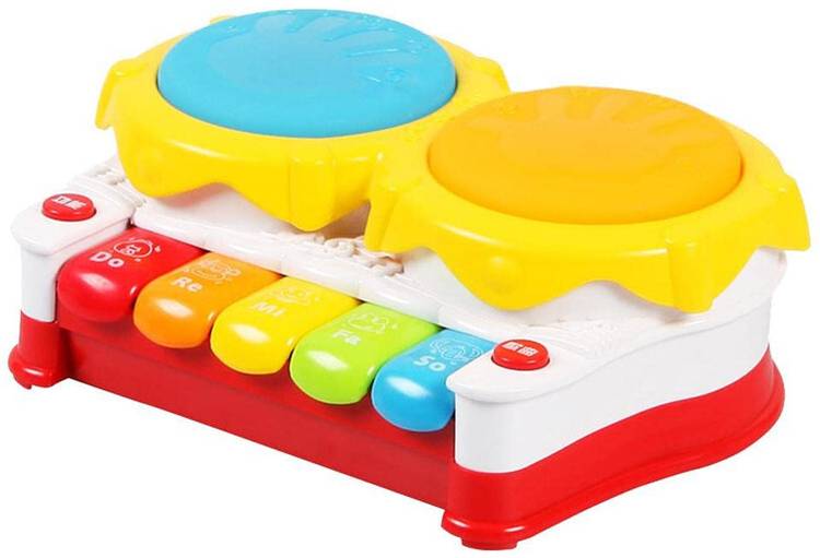 Myhoodwink 2 in 1 Drum and Piano Musical Toy with Light & Sound Rhythm Changing for Kids