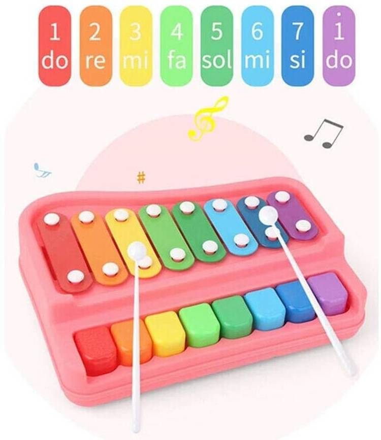 Toyporium BIG 2 in 1 Musical Piano and Xylophone Toy with 8 Colorful Keys & 2 Mallets 71
