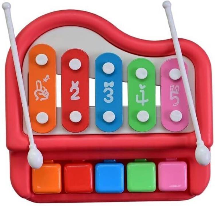Toyporium BIG 2 in 1 Musical Piano and Xylophone Toy with 8 Colorful Keys & 2 Mallets 07