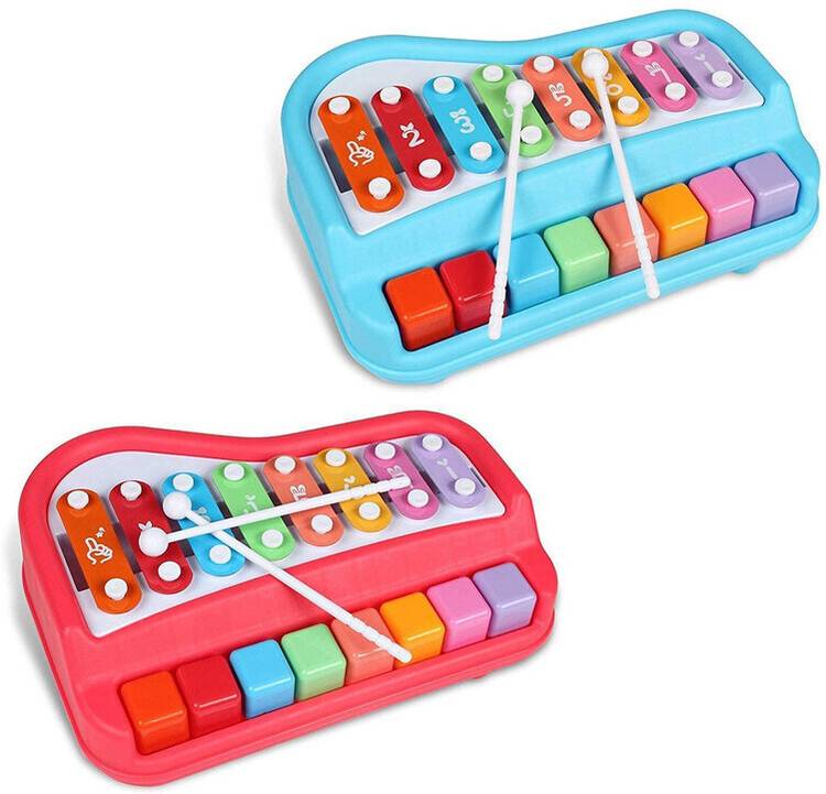 Toyporium BIG 2 in 1 Musical Piano and Xylophone Toy with 8 Colorful Keys & 2 Mallets 83