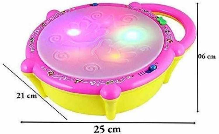 Xcillince Toys Flash Drum with Sticks, Electronic Non Toxic Drum(Yellow, Pink)