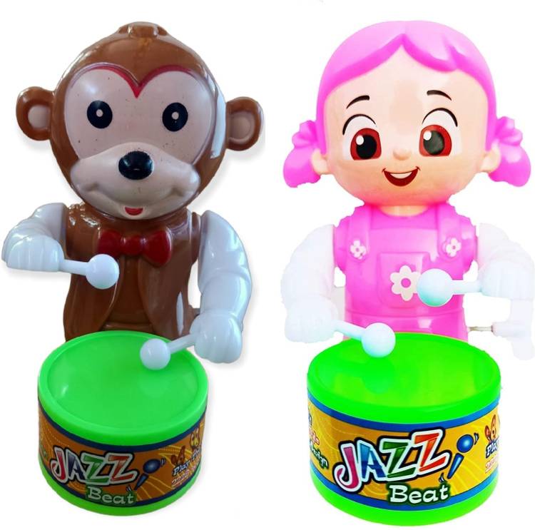 S.T.S ENTERPRISES MONKEY-PINK BABY-Drum Toys for Baby Kids KeY Cute Drum No Battery Required Toy