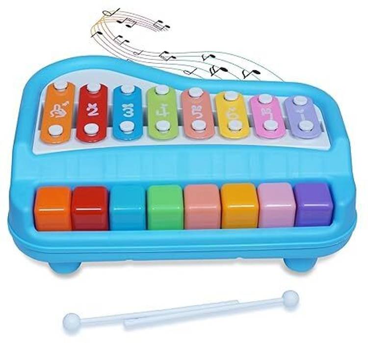 FATFISH 2 in 1 Baby Piano Xylophone Toy 8 Multicolored Key Keyboard Baby Kids Girls Boy