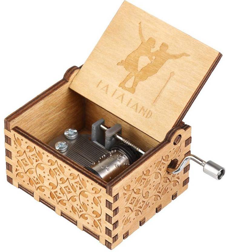 PALAY La La Land Hand Crank Wooden Musical Box Antique Engraved Musical Toys