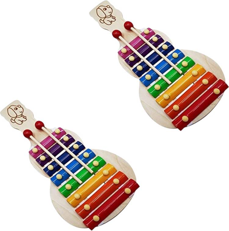 MARA BOMMAI Wooden Xylophone Guitar Toy (8 Nodes) | Kids First Musical Toy ( Pack of 2 )