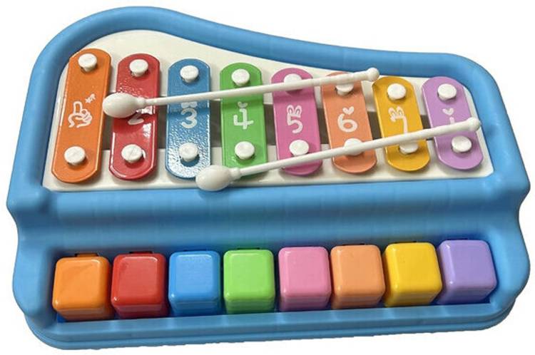 Toyporium BIG 2 in 1 Musical Piano and Xylophone Toy with 8 Colorful Keys & 2 Mallets 55