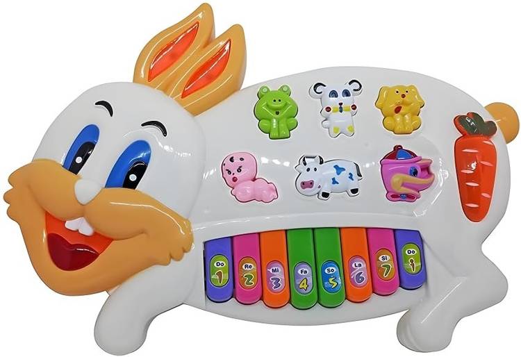 JVTS Musical Rabbit Piano Toy with Flashing Light & Sound for Kid Musical Toy