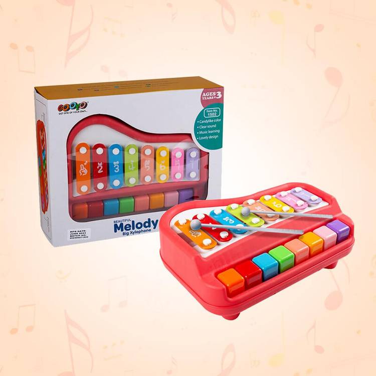 Toyporium BIG 2 in 1 Musical Piano and Xylophone Toy with 8 Colorful Keys & 2 Mallets 85