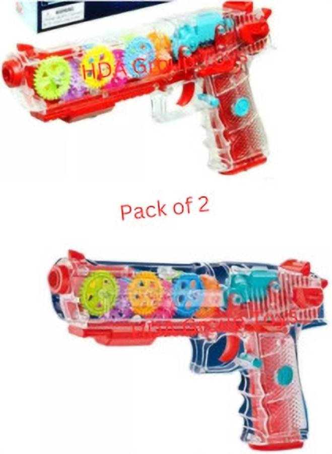 hda group Kids Transparent Gear Gun Musical & Light (Pack of 2)