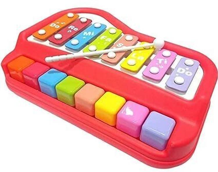 Toyporium BIG 2 in 1 Musical Piano and Xylophone Toy with 8 Colorful Keys & 2 Mallets 11