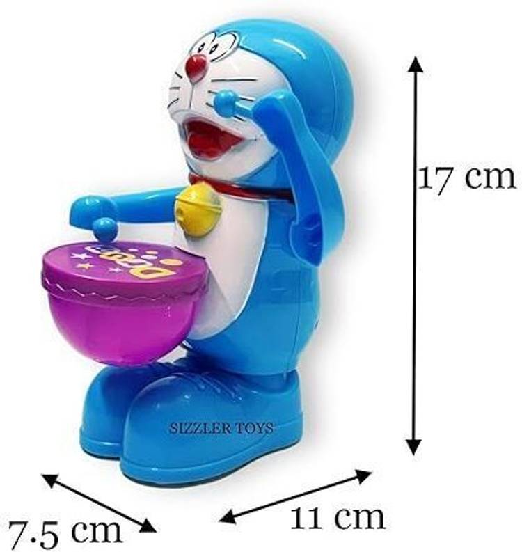 RS Toys Box Doraemon Beat The Drum Drummer Toy for Kids Flashing Lights Music Toy (Blue)