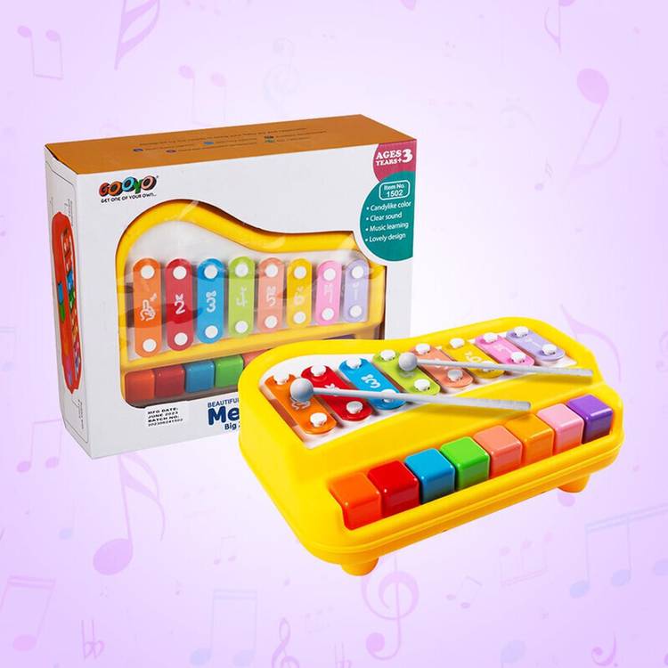 Toyporium BIG 2 in 1 Musical Piano and Xylophone Toy with 8 Colorful Keys & 2 Mallets 59