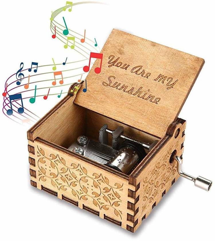 PALAY Wooden Classic Music Box with Hand Crank Birthday Gifts for Girls Boys