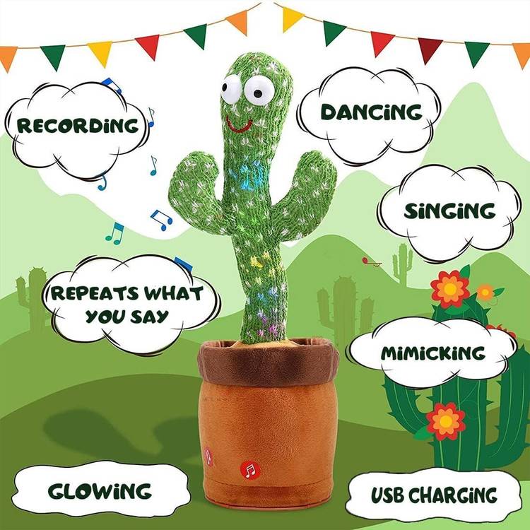 DSS Creation Rechargeable Dancing Talking Cactus Toys for Baby , 120 Songs for Baby