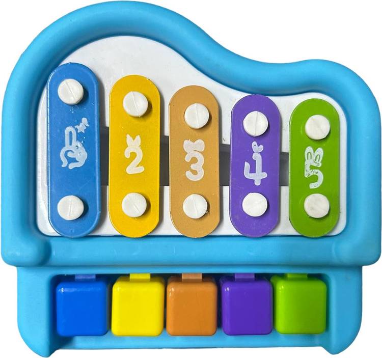 FATFISH 2 in 1 Baby Piano Xylophone Toy 5 Multicolored Keyboard