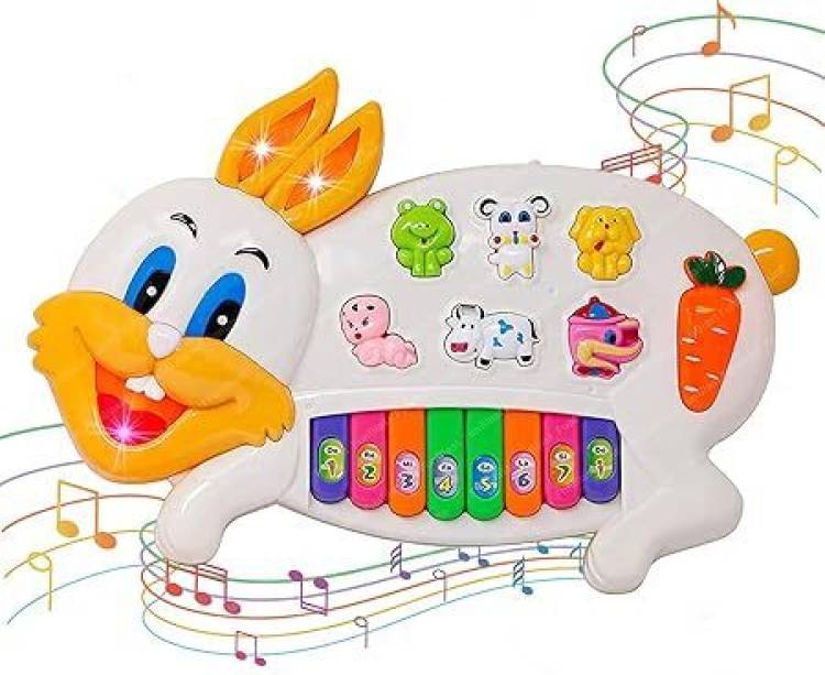 Toyo Musical Rabbit Piano Toy with Flashing Light & Sound for Kid