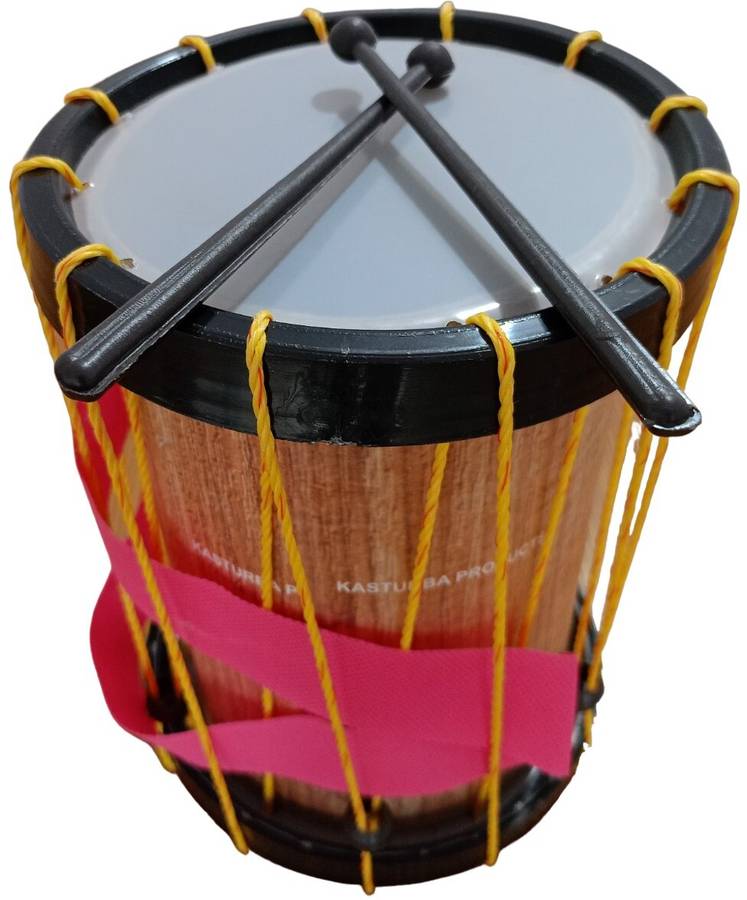 AZATTO Indian Made Musical Drum Chenda Dhol Toys for Kids Medium size with 2 sticks