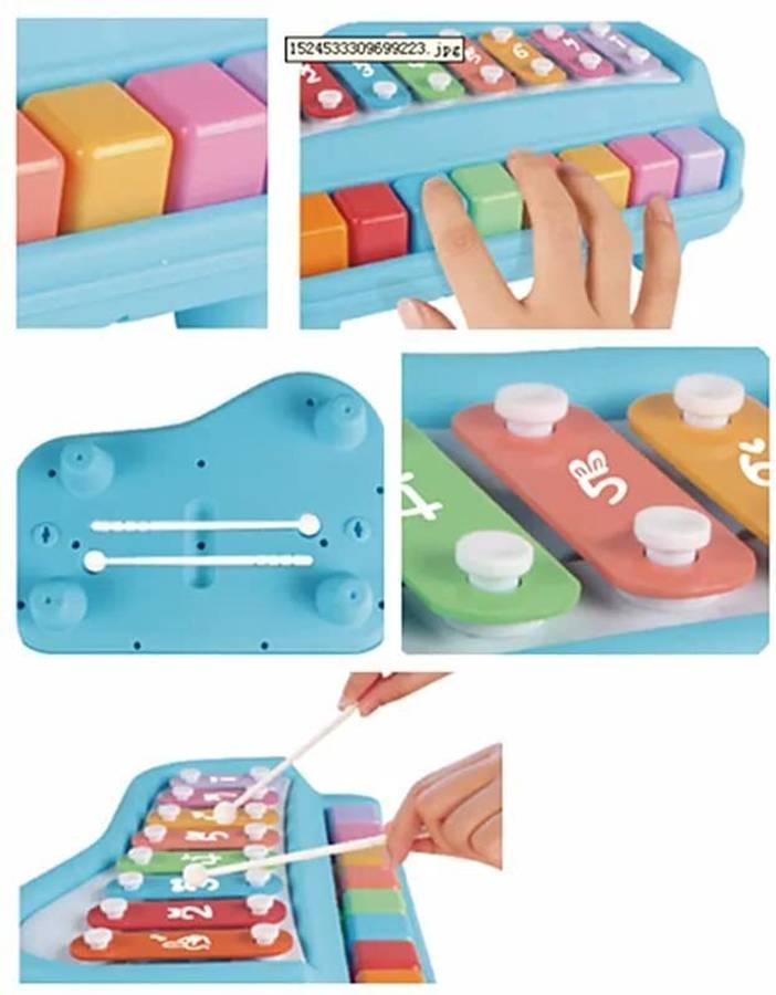 Toyporium BIG 2 in 1 Musical Piano and Xylophone Toy with 8 Colorful Keys & 2 Mallets 03