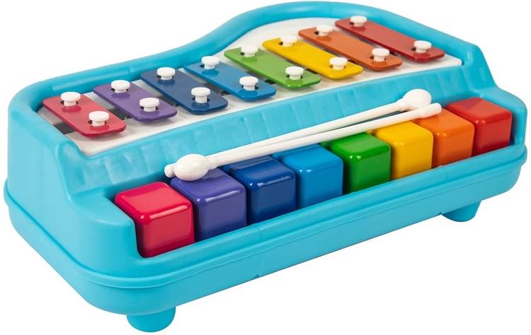 Toyporium BIG 2 in 1 Musical Piano and Xylophone Toy with 8 Colorful Keys & 2 Mallets 18