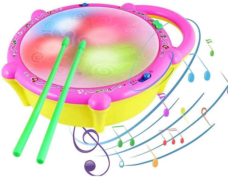 Myhoodwink Small Flash Drum with 3D Lights and Musical Toys for Baby Girl & Baby Boy