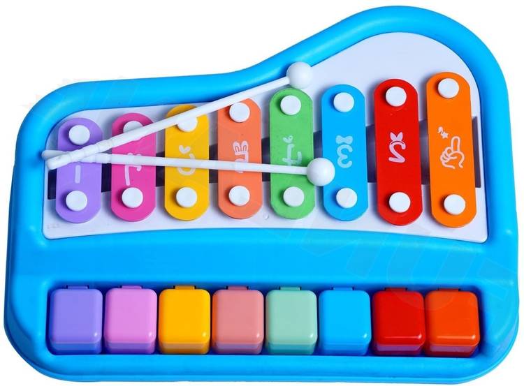Toyporium BIG 2 in 1 Musical Piano and Xylophone Toy with 8 Colorful Keys & 2 Mallets 35